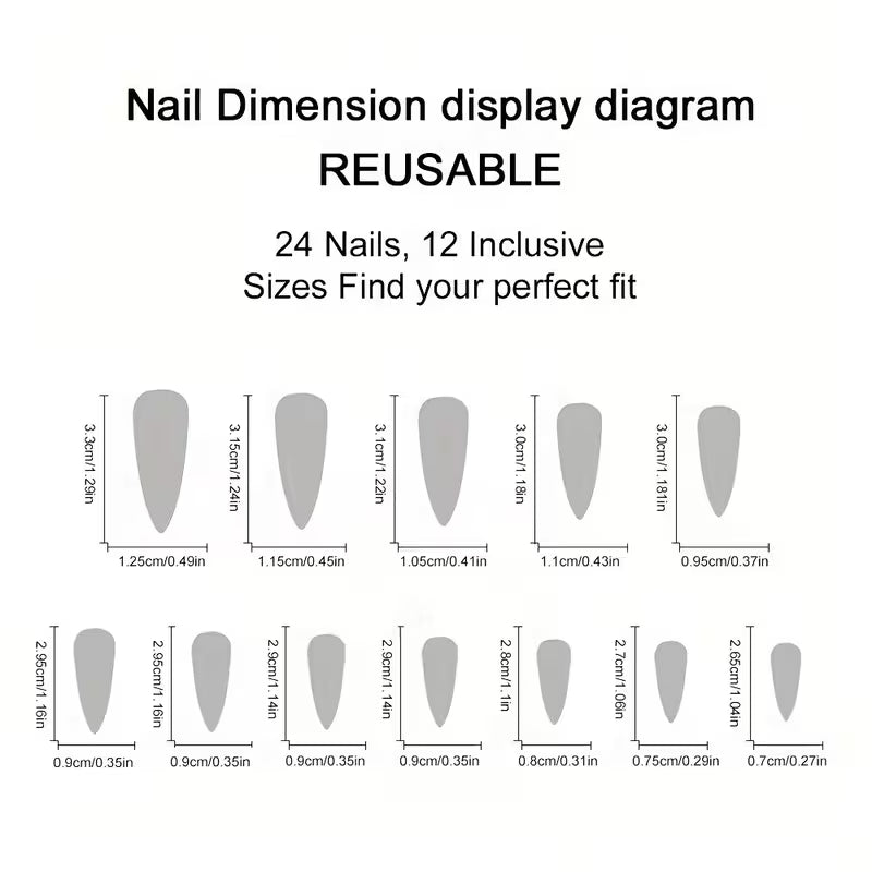 Long Stiletto Teardrop Press-ons 20 - 24 pieces