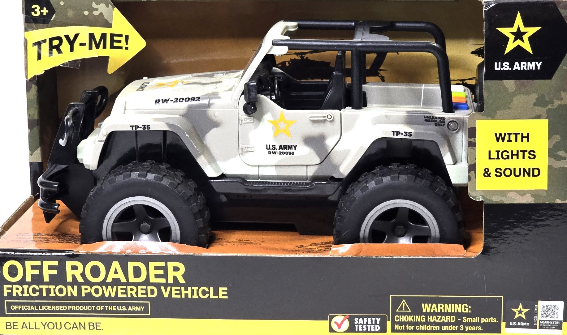 US Army Off Roader Friction Powered Vehicle with Light & Sound RW-20092