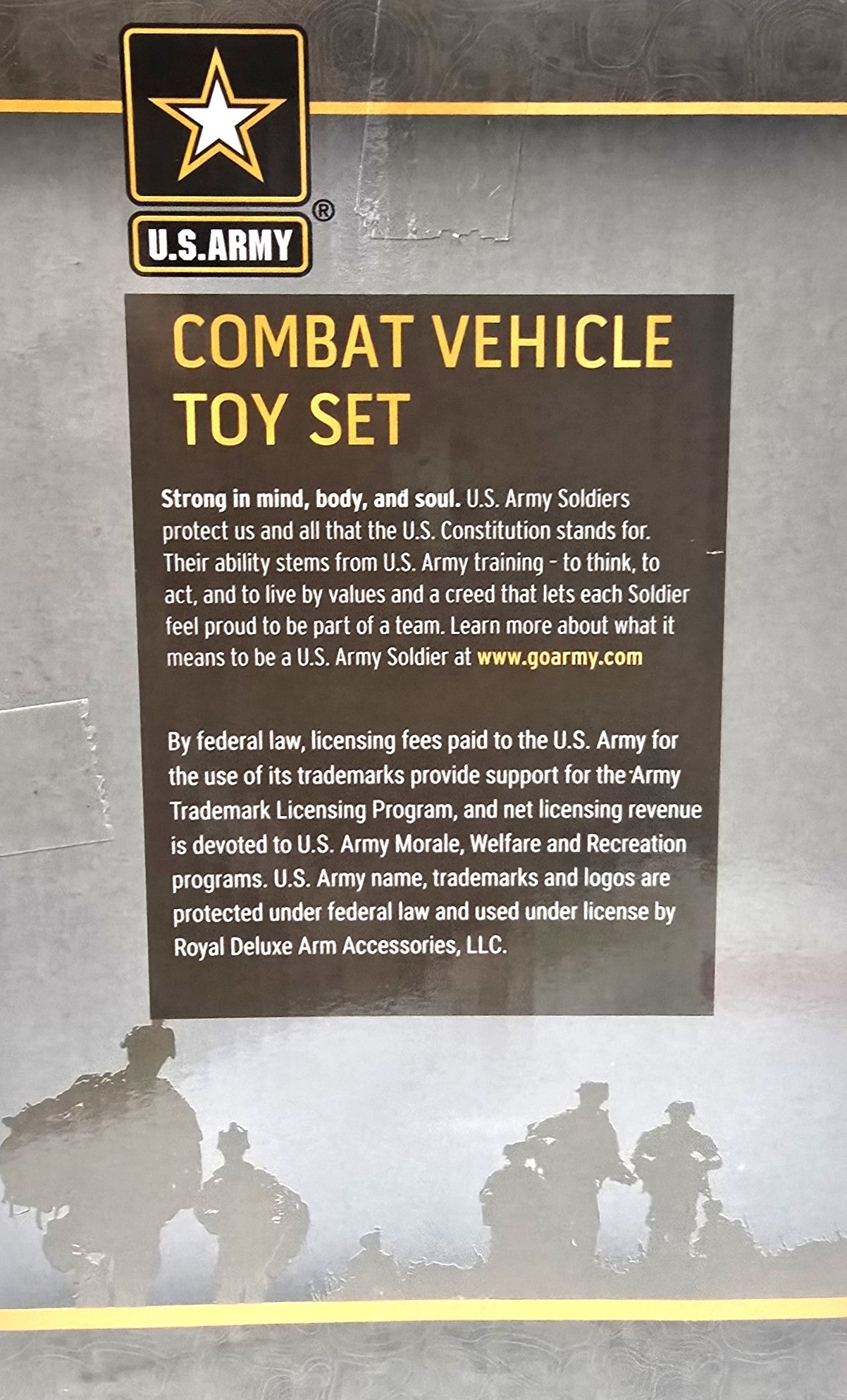 US Army Combat Vehicle with 4 Pc Weapon Accessory Toy Set 5+