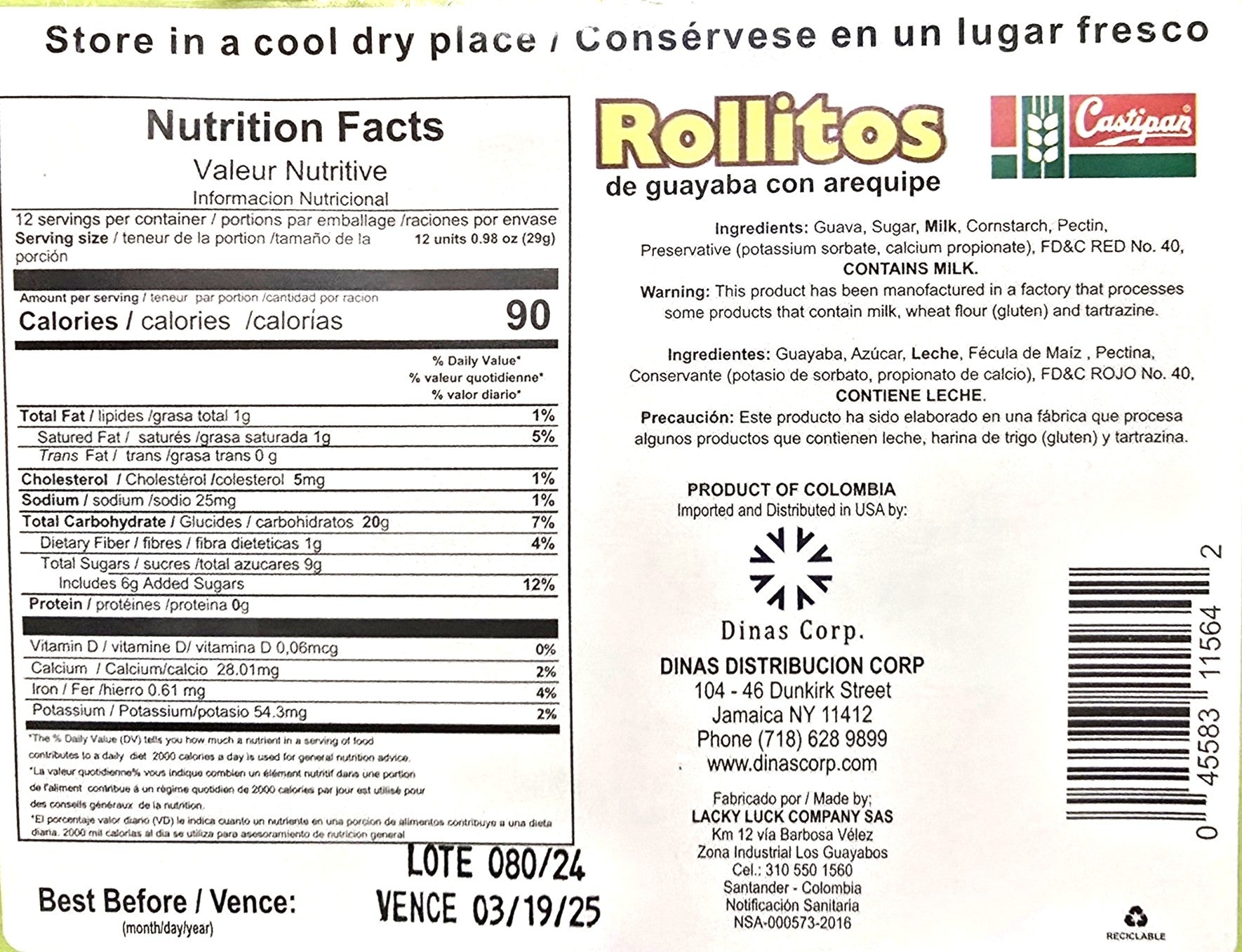 Rollitos de Guayaba Con Arequipe 340 gr. / 12 oz. - 2 Pack