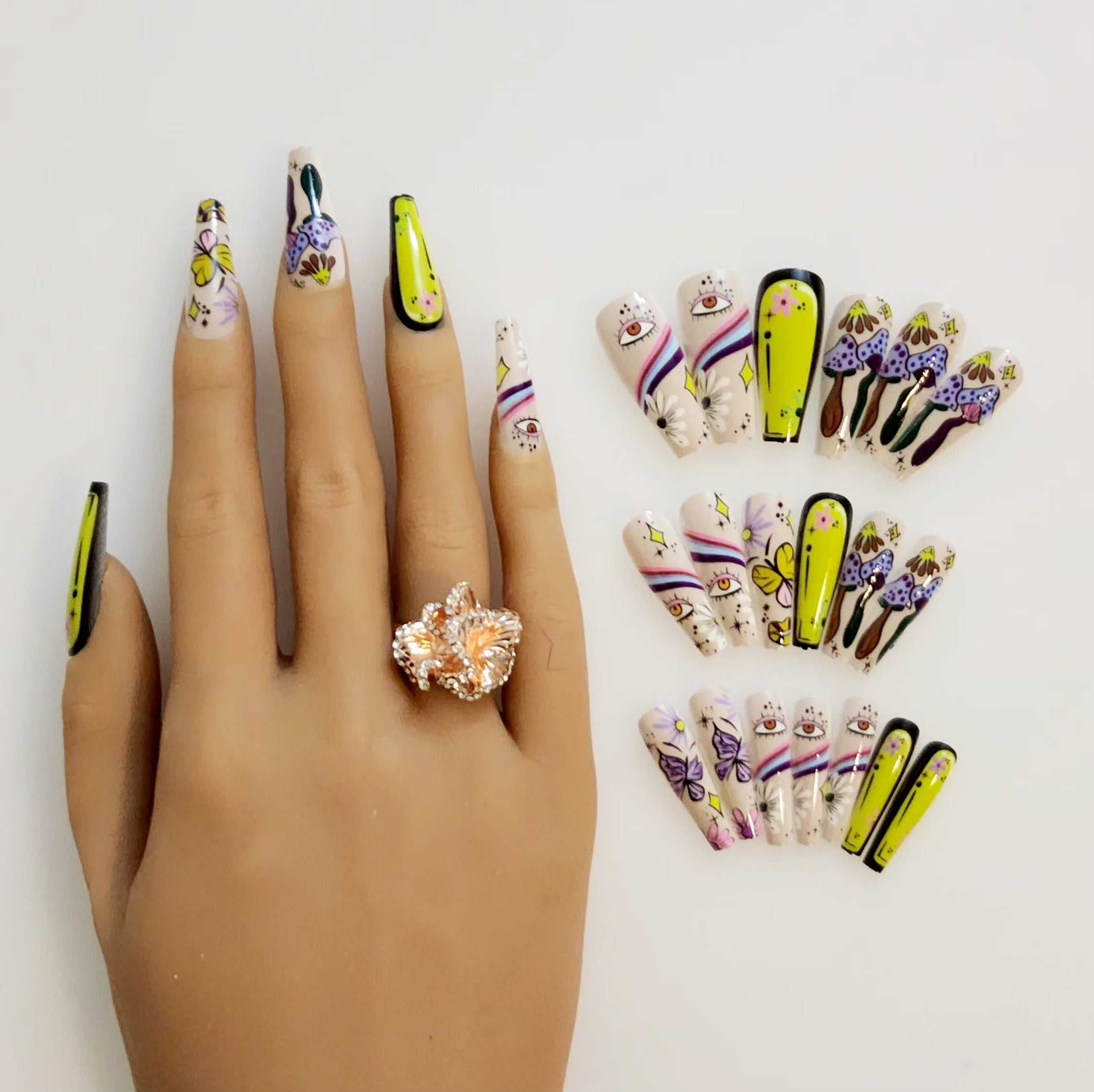 Non-Custom Colorful Press-ons 22-24 pcs