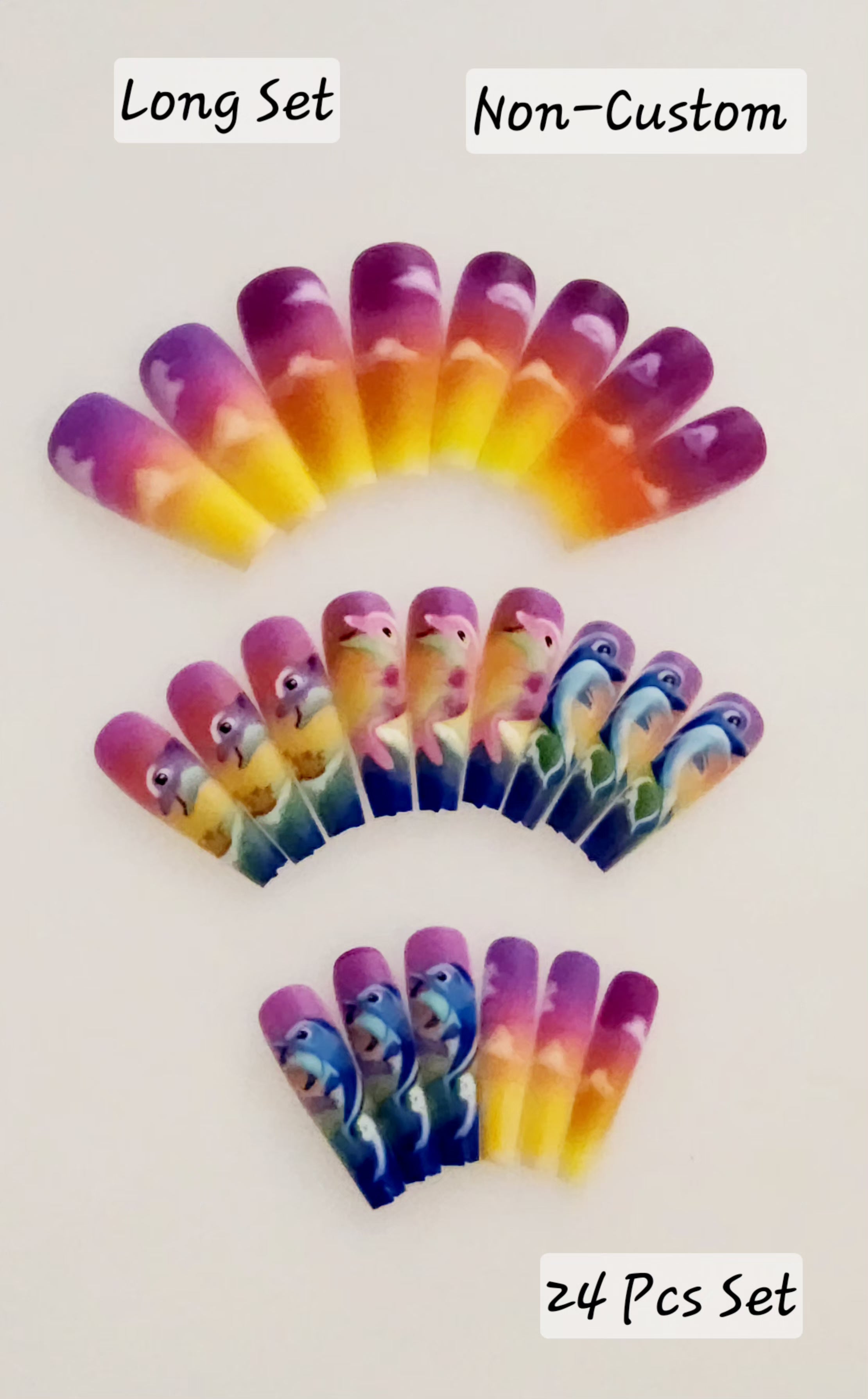 Non-Custom Colorful Press-ons 22-24 pcs