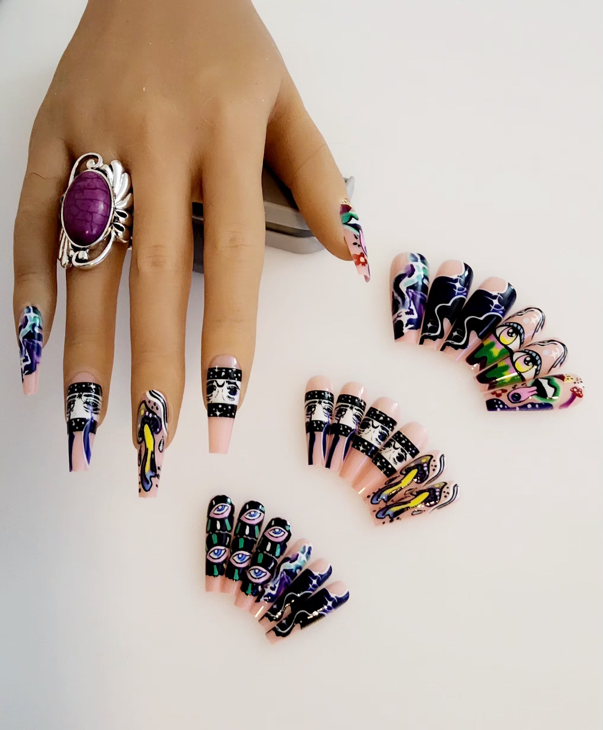 Non-Custom Colorful Press-ons 22-24 pcs