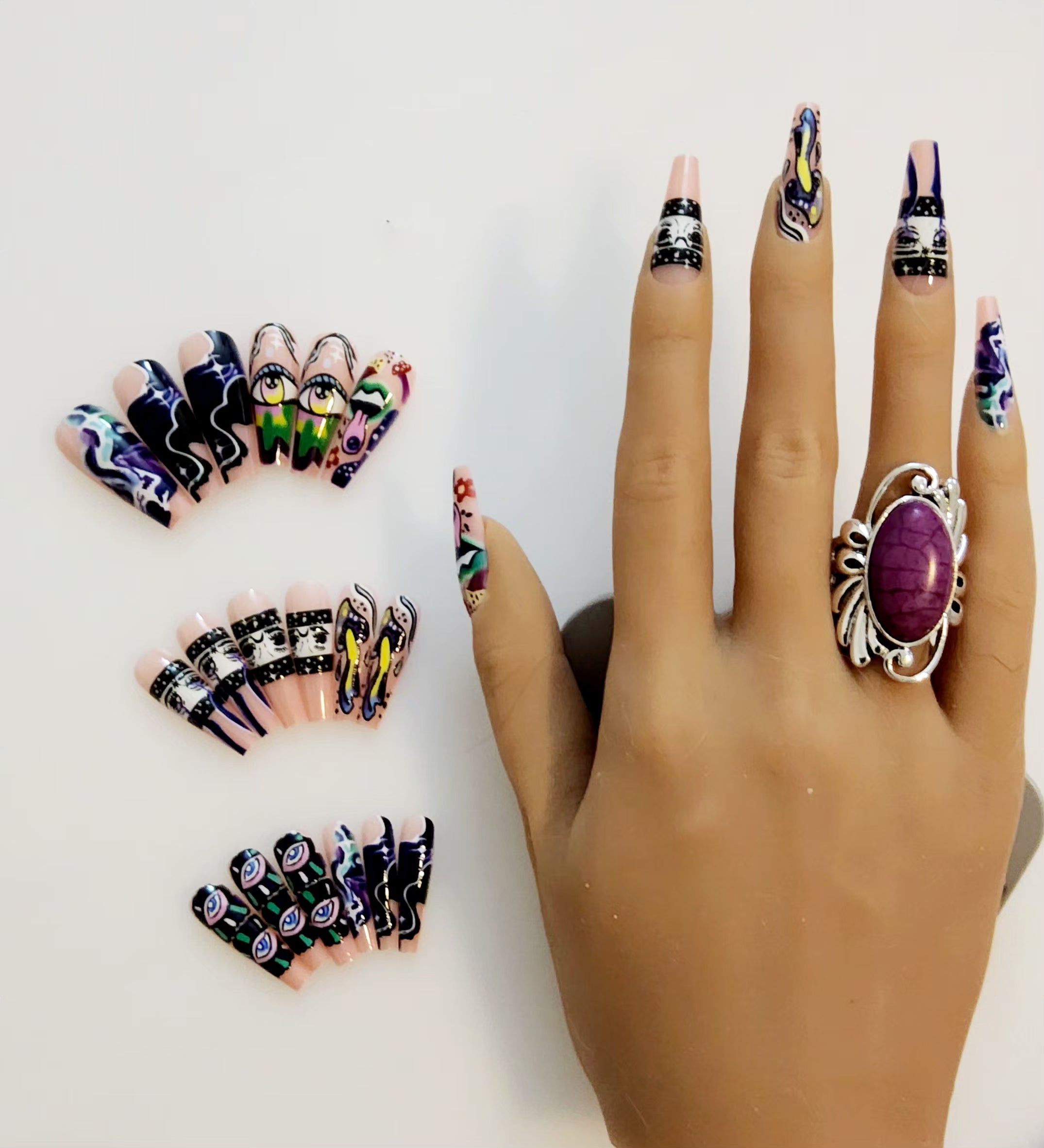 Non-Custom Colorful Press-ons 22-24 pcs