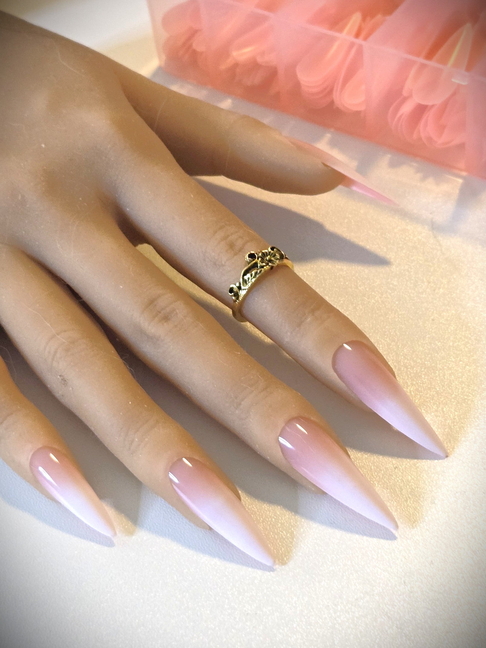 Non-Custom French and Ombre Press-Ons, White and Pink, Sets 20-24pcs