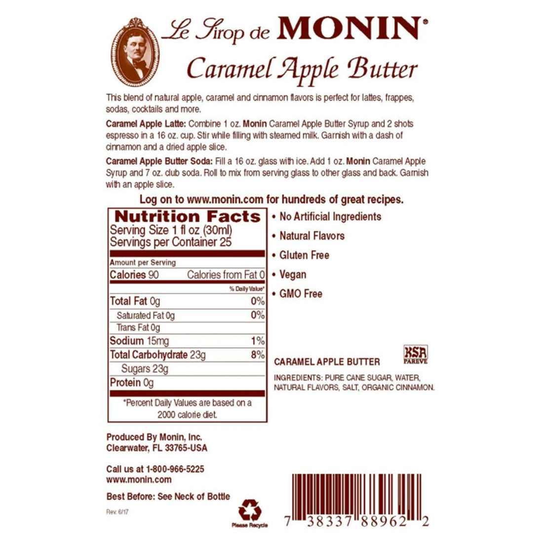 Monin - Caramel Apple Butter Caramel & Cooked Apple Syrup, 750ml