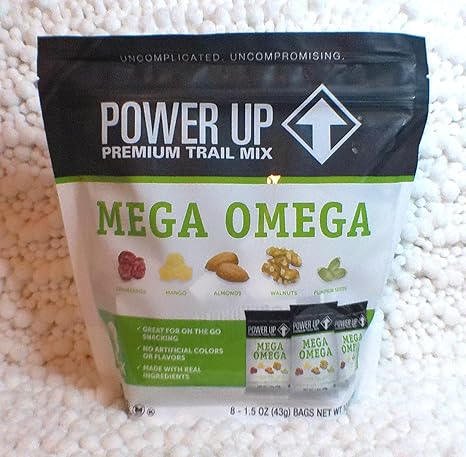 Power Up Premium Trail Mix 8-1.5oz Antioxidant, Mega Omega and High Energy Mix