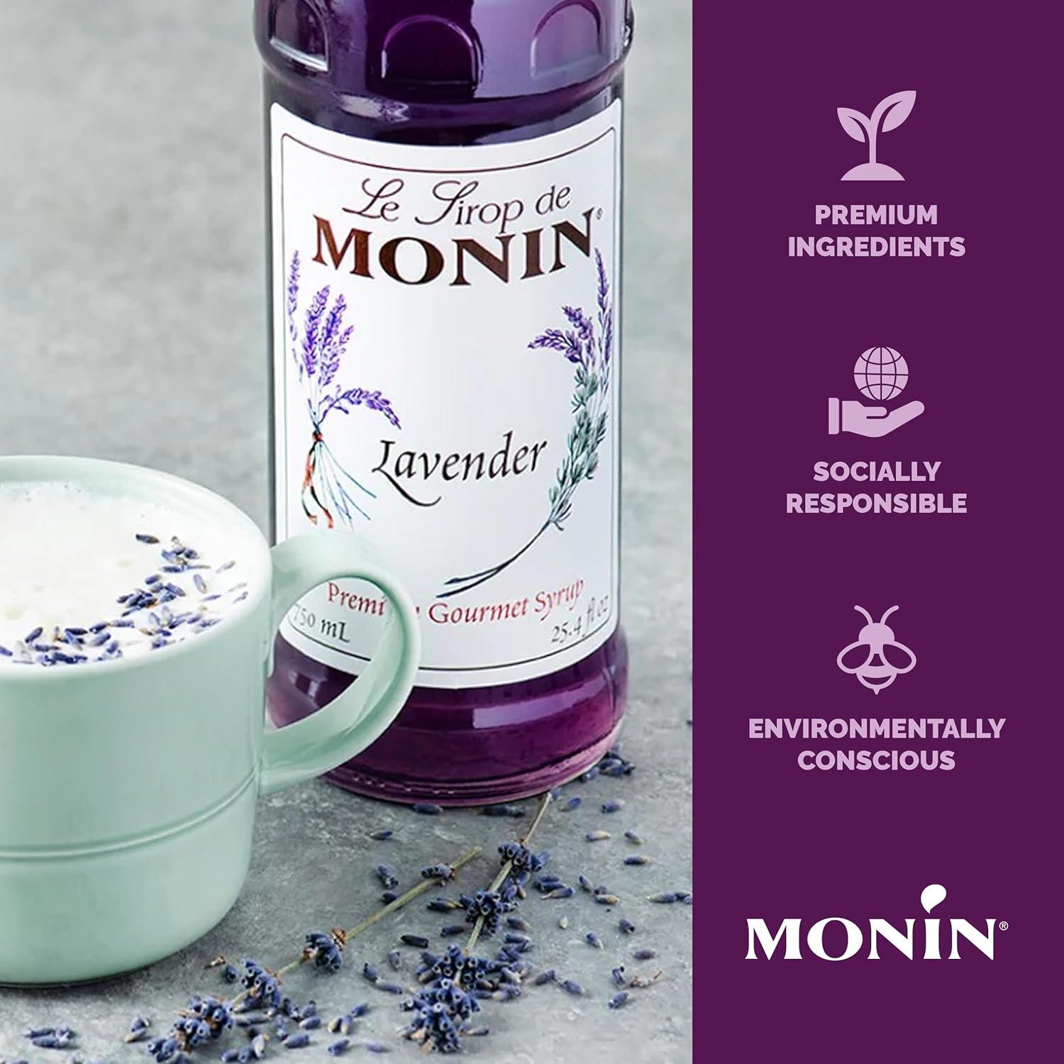 Monin - Lavender Syrup, Aromatic and Floral, 750 ml
