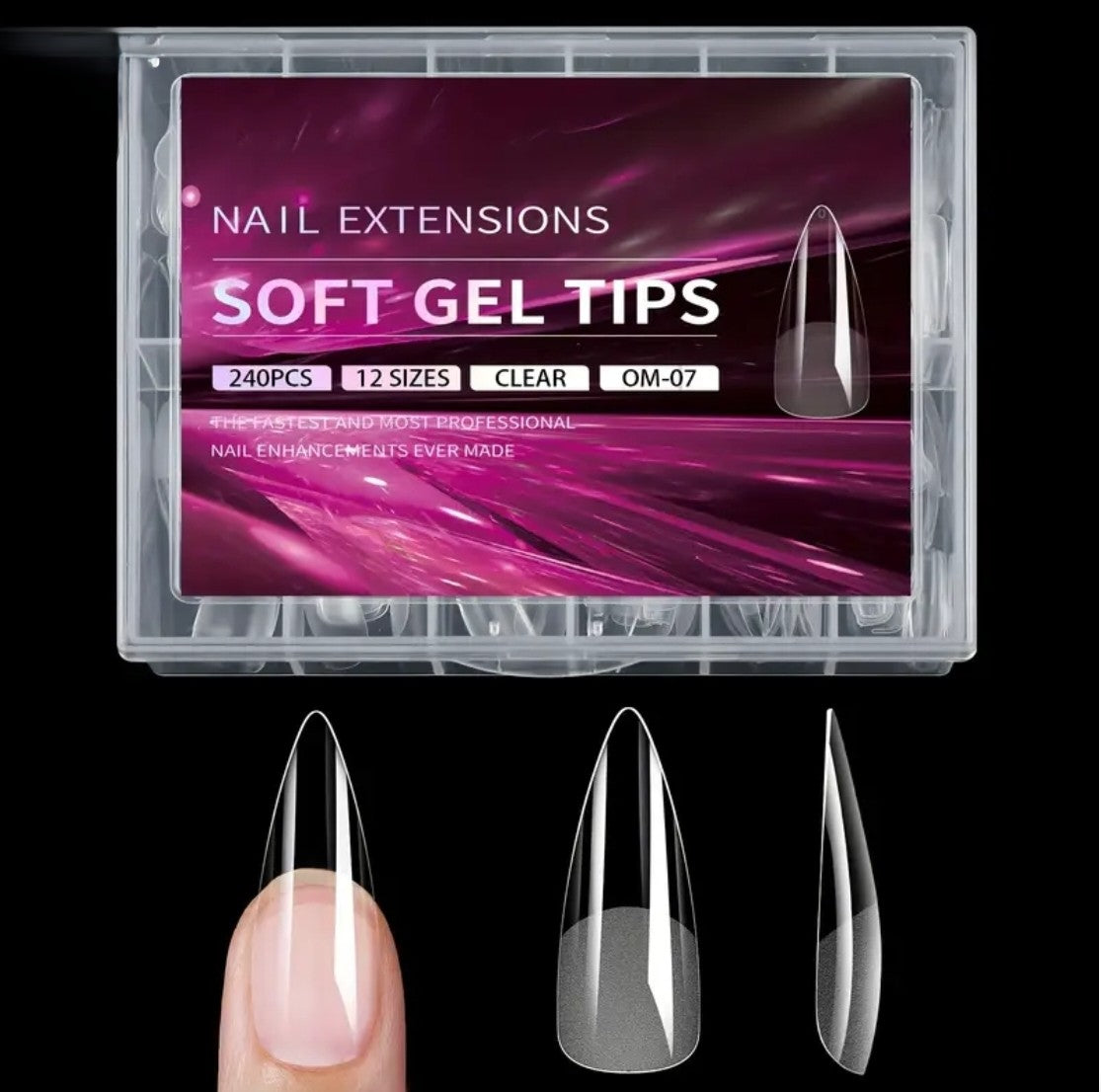 Soft Full Covered Gel Nails Tips Set Half Matte Finish 240 pieces