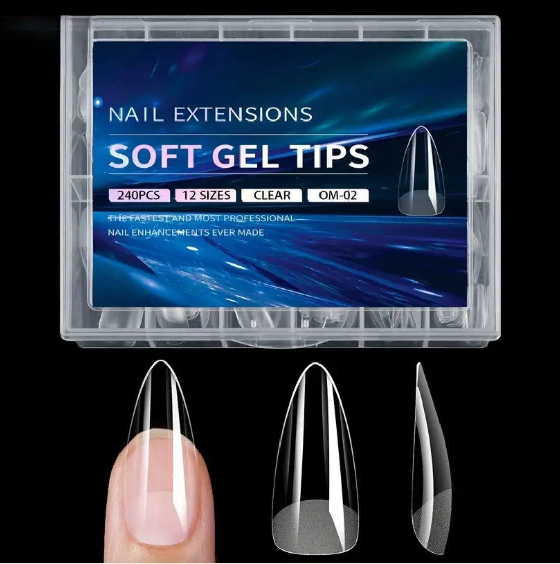 Soft Full Covered Gel Nails Tips Set Half Matte Finish 240 pieces