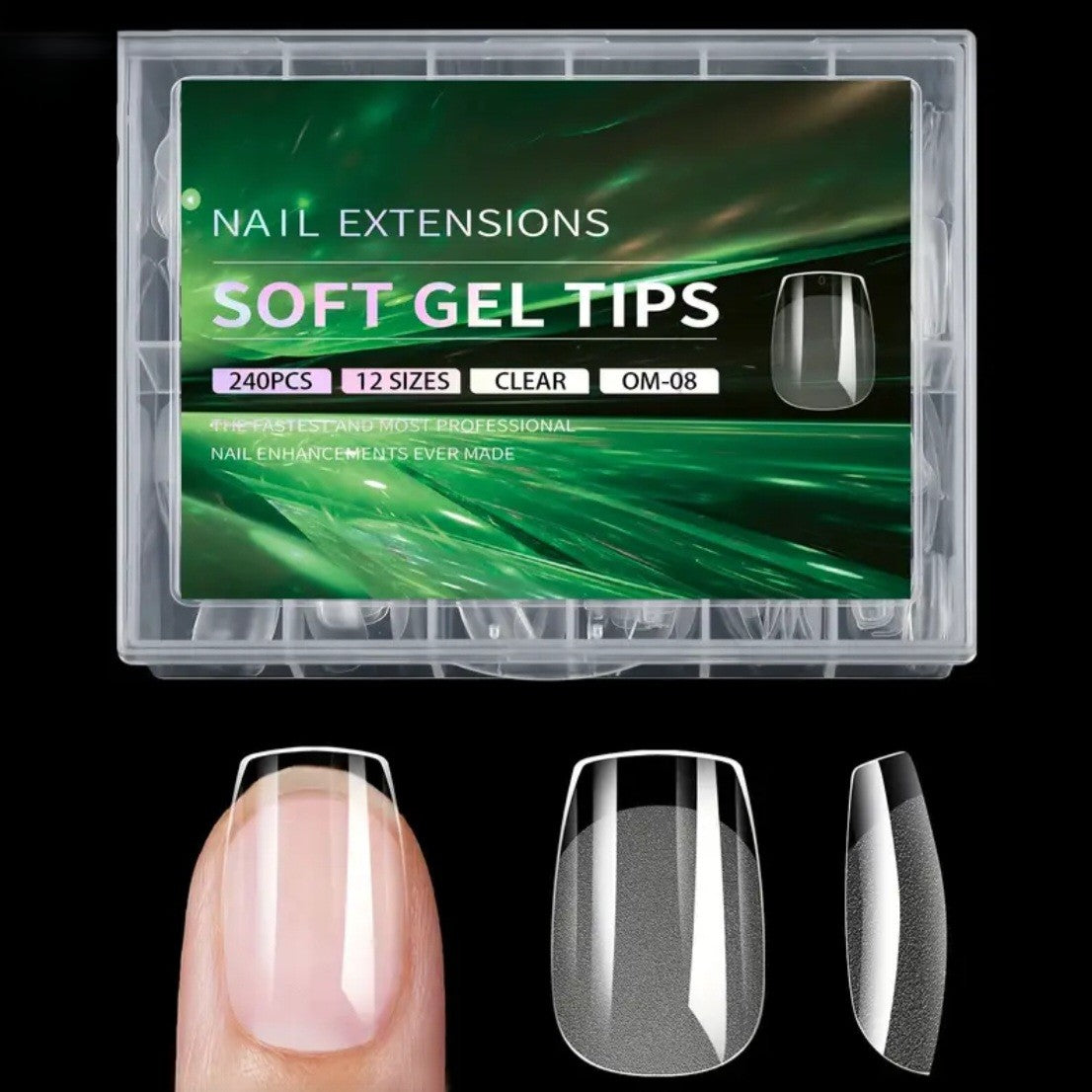 Soft Full Covered Gel Nails Tips Set Half Matte Finish 240 pieces