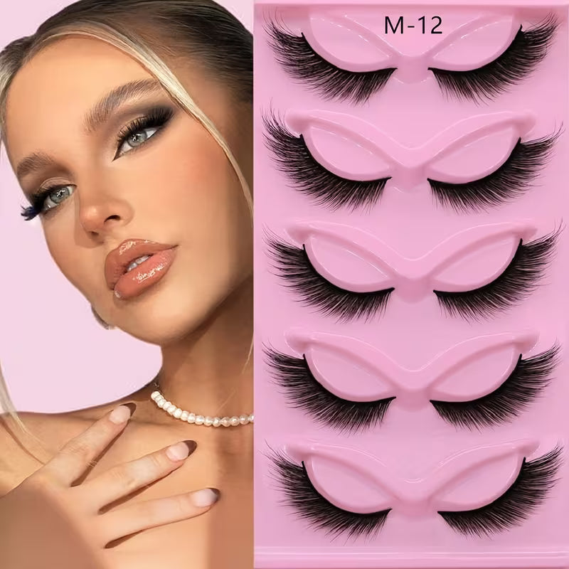 3D Cat-Eye Eyelashes Dramatically Fox-Eye Style with Thick, Fluffy, Elongated Individual Kit
