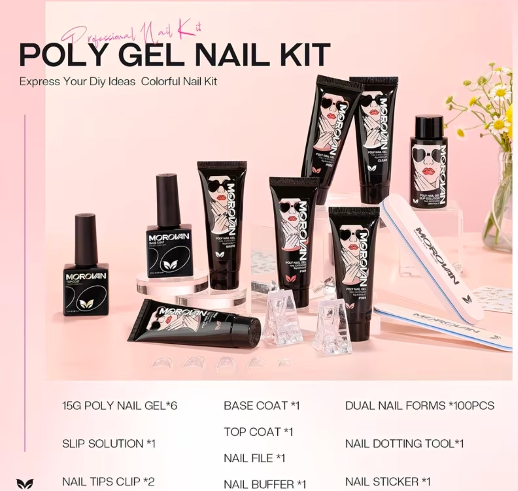 Morovan Salon Grade Polygel Nail Enhancement Set