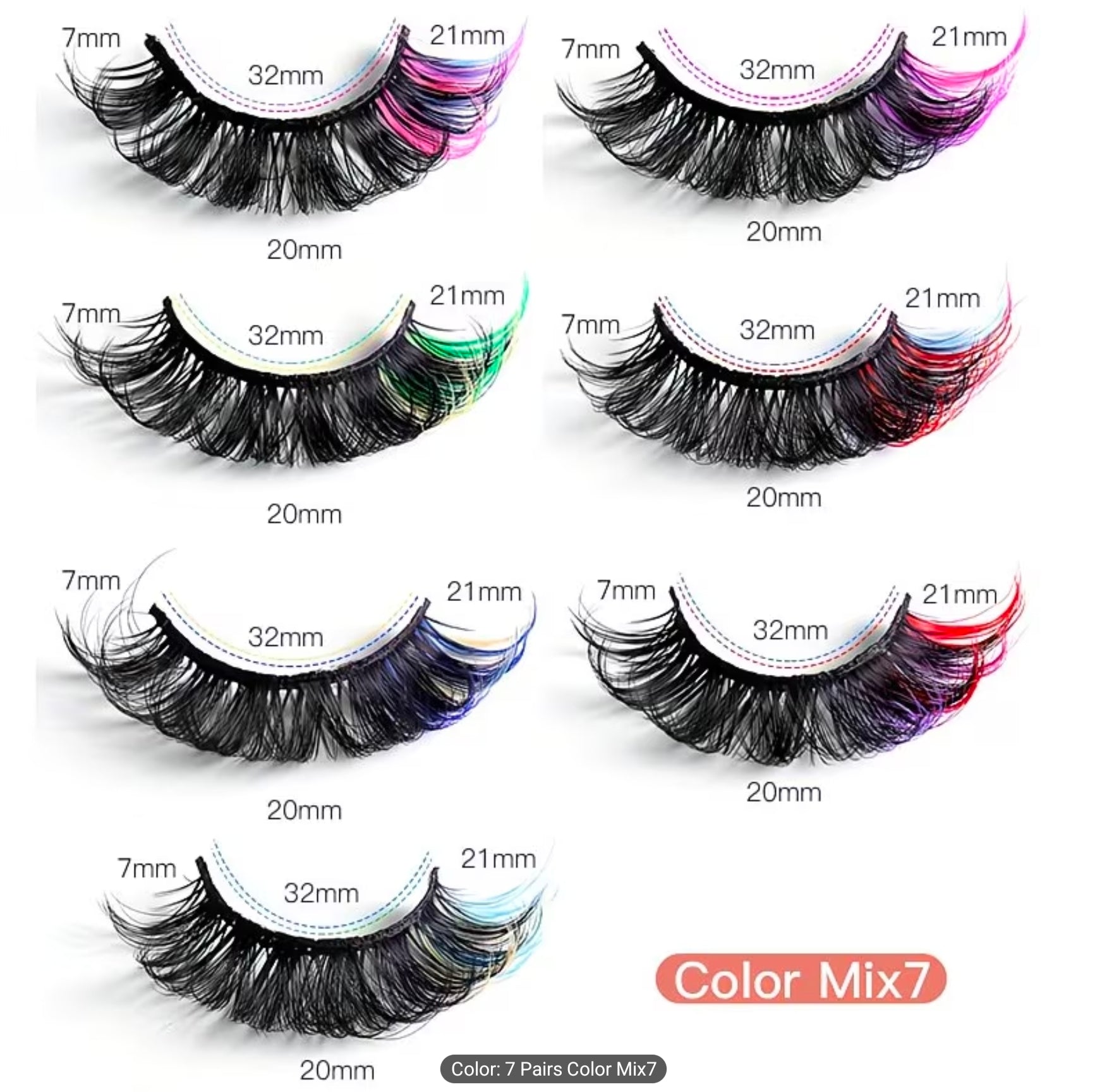Russian Multi-Color False Eyelashes D Curl Thick