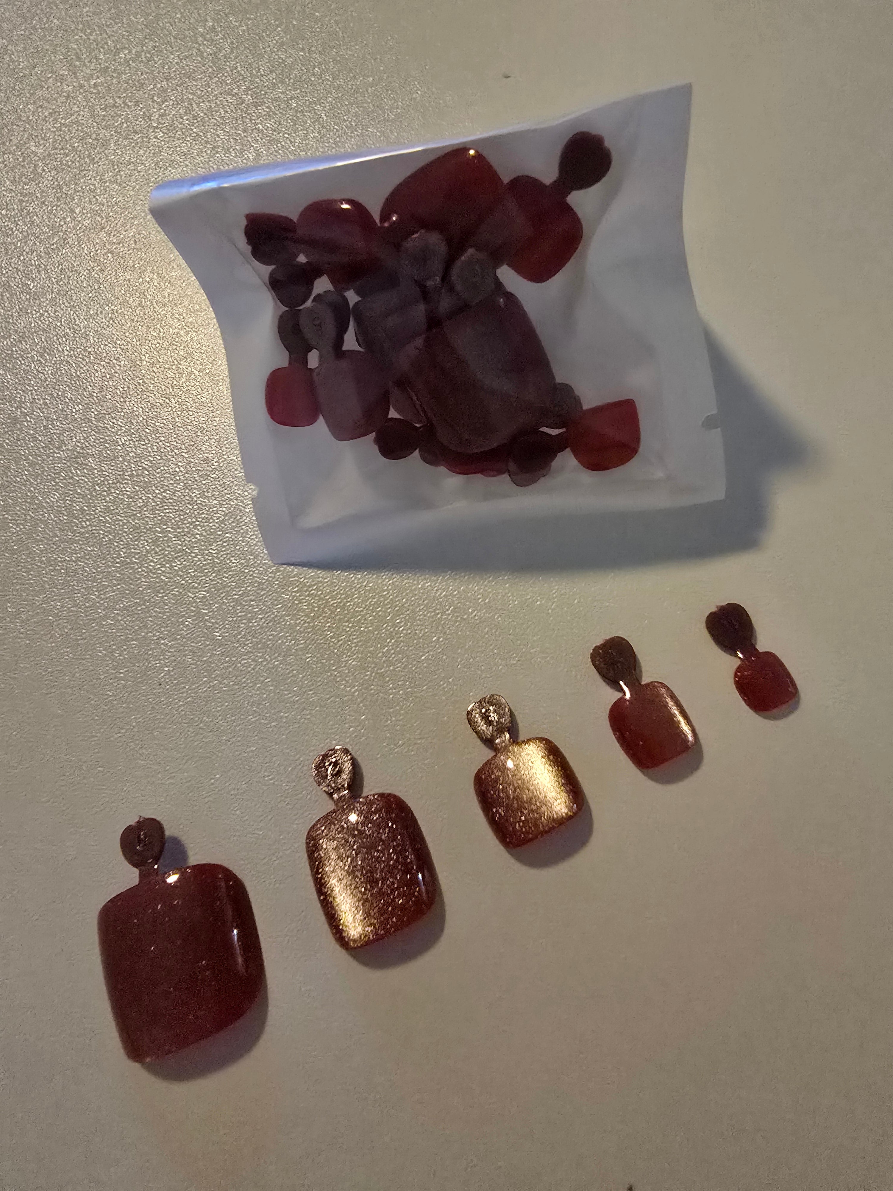 Glitter CatEyes Toe nails Short Square Shape Pearlescent 8 Colors