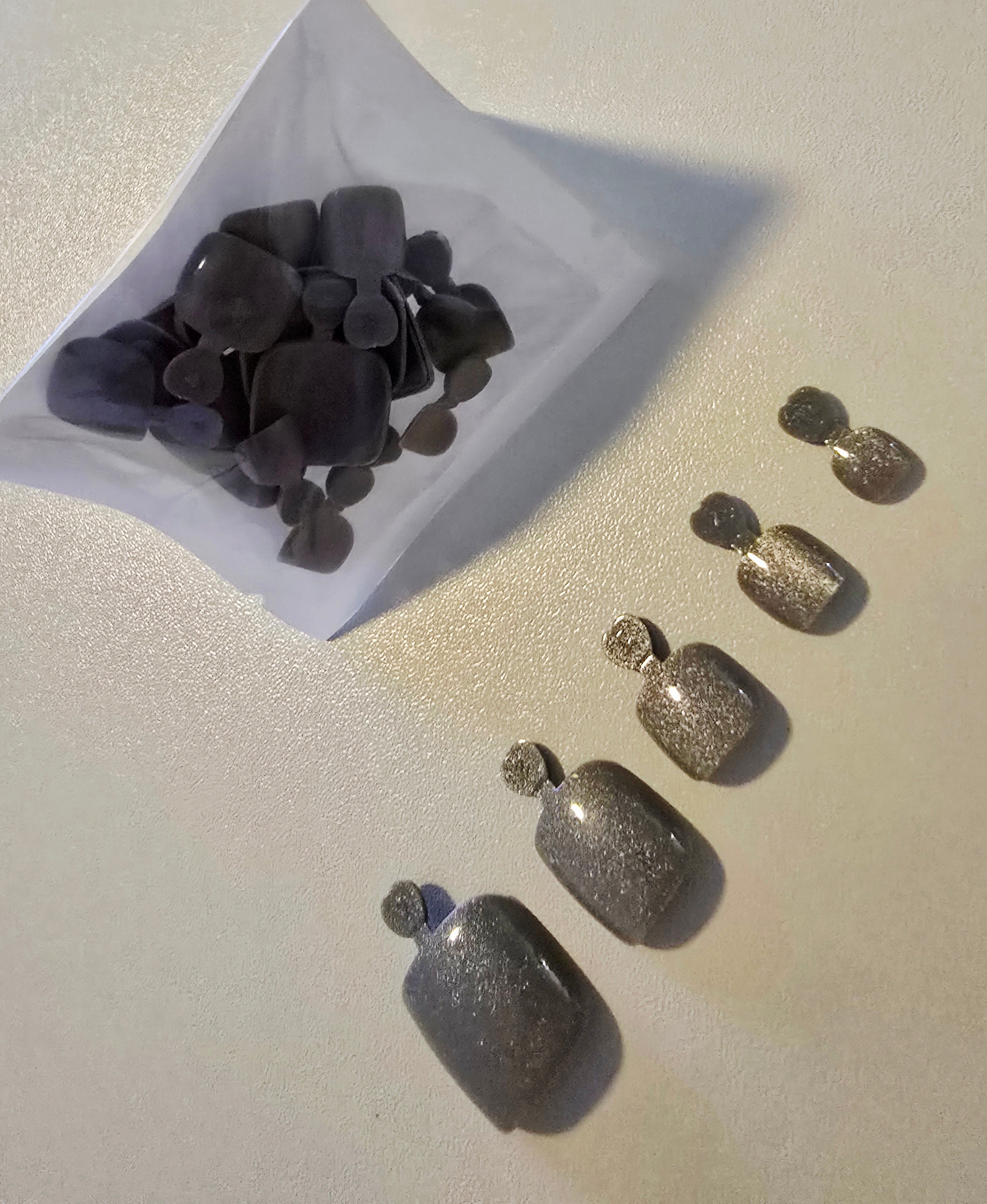 Glitter CatEyes Toe nails Short Square Shape Pearlescent 8 Colors