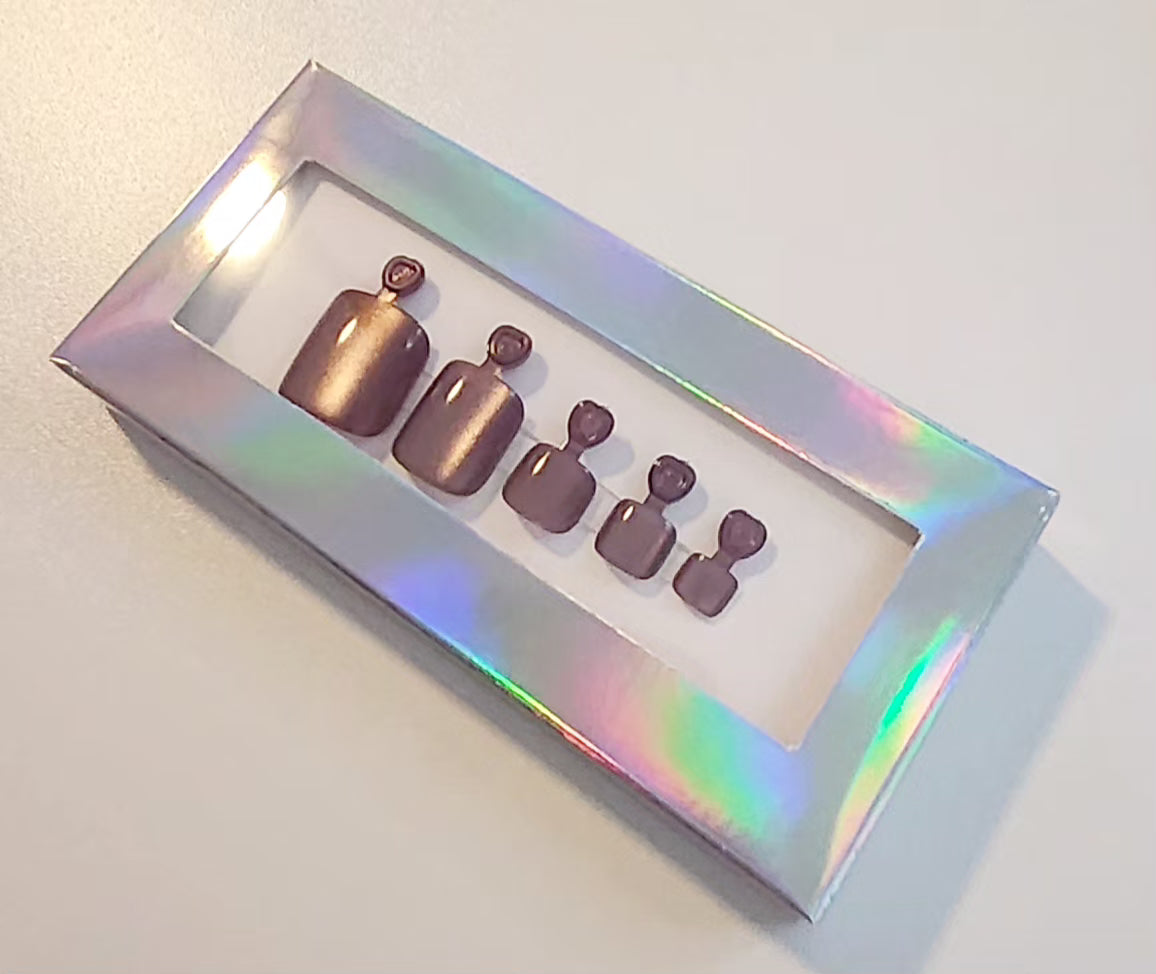 Glitter CatEyes Toe nails Short Square Shape Pearlescent 8 Colors