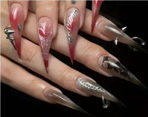 Pink Dragon Curved Stiletto Nail Form 14 pieces