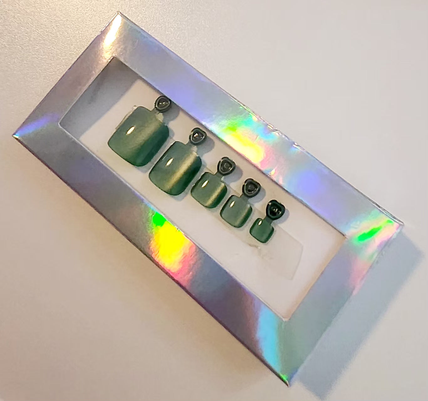 Glitter CatEyes Toe nails Short Square Shape Pearlescent 8 Colors