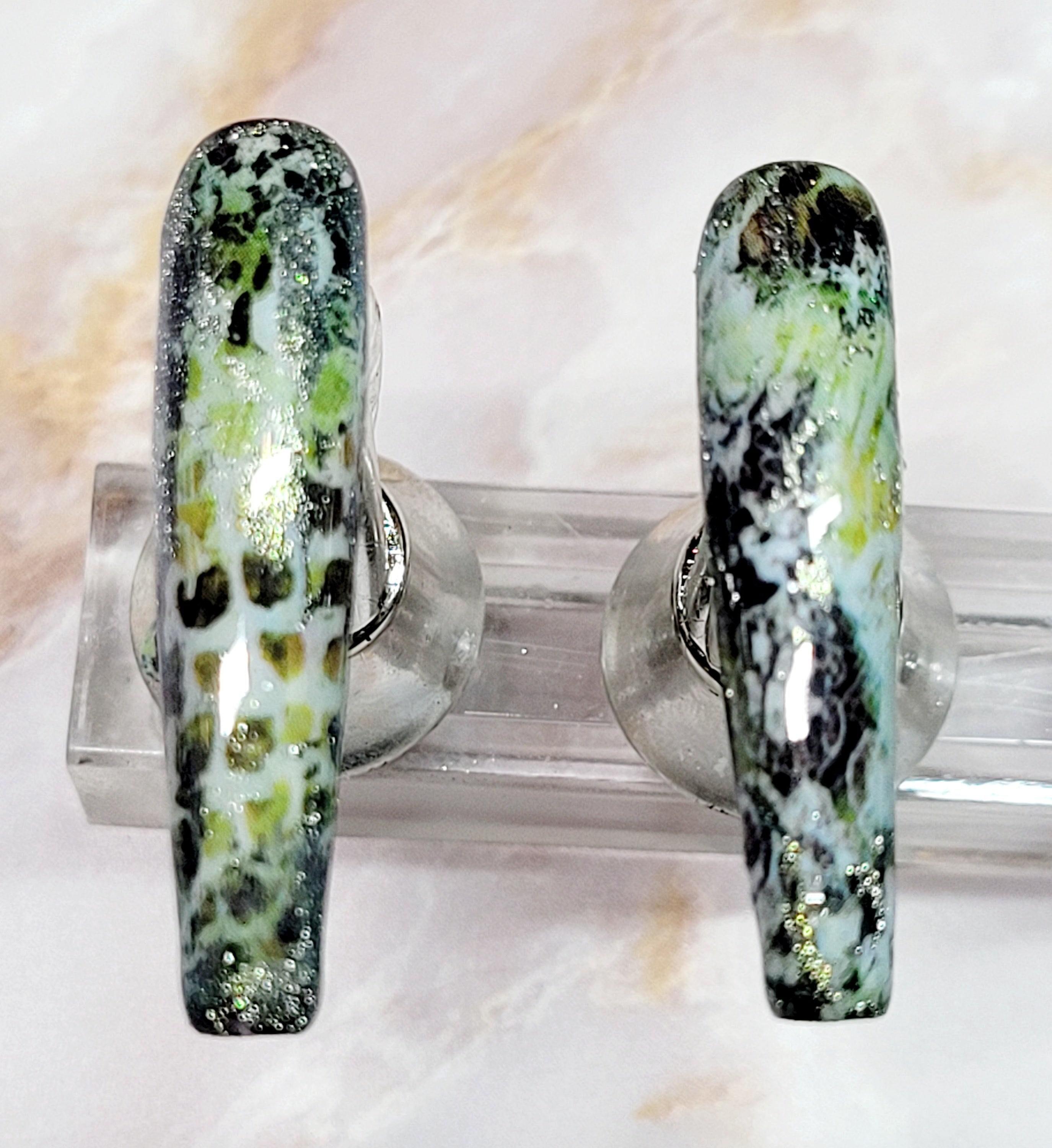 Long Coffin Custom Press-Ons with CatEyes and Foils 20-24 pieces