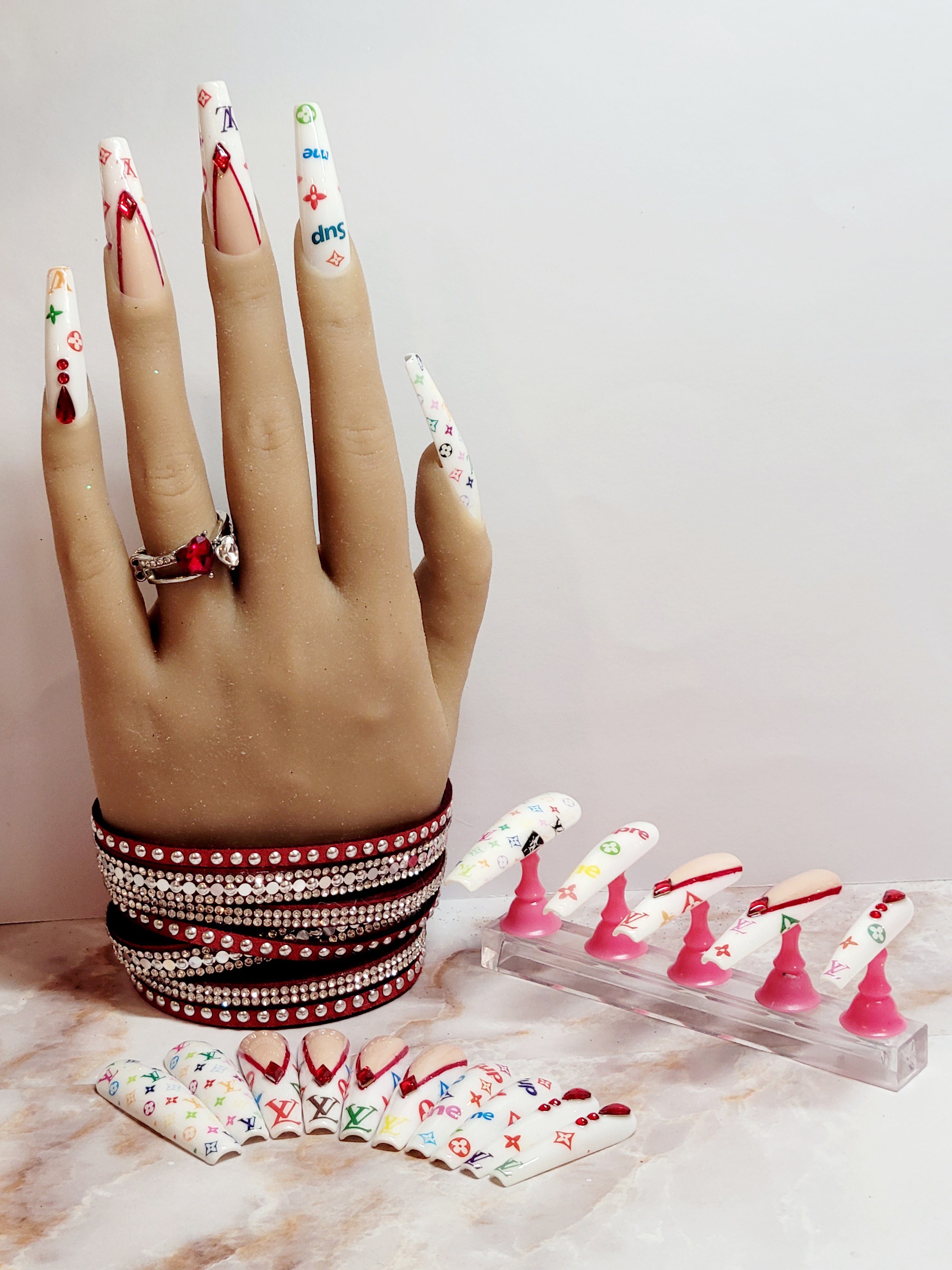 XXL Coffin Logo Decals Custom Press-Ons with Foils and Rhinestones 20-24 pieces