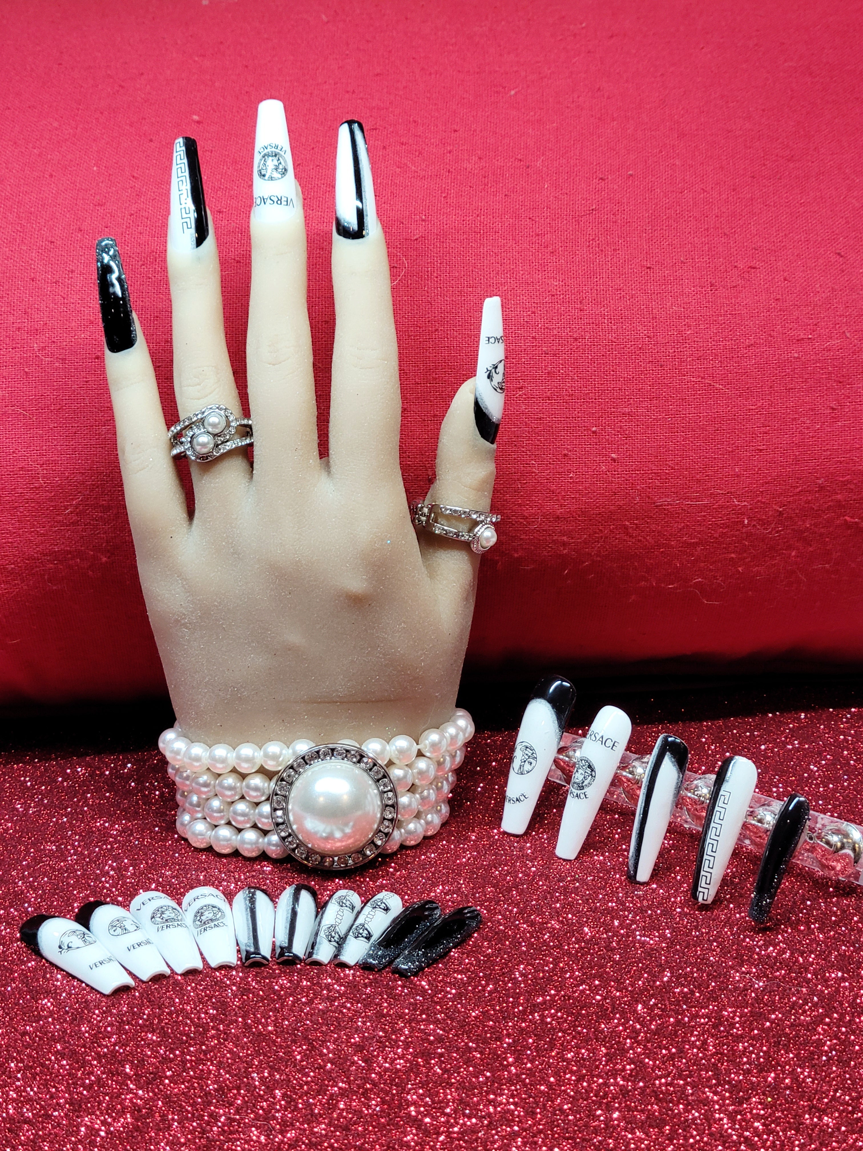 XXL Coffin Logo Decals Custom Press-Ons in Stackable Plastic Box 20-24 pieces