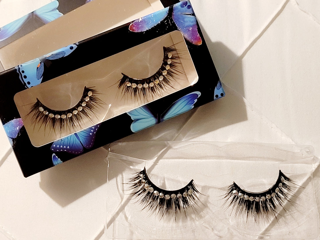 3D Eyelashes with Shiny Rhinestones