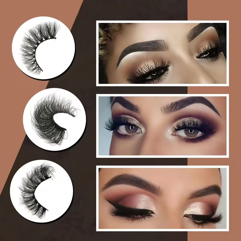 3D Faux Mink Lashes Soft &amp; Reusable, Natural &amp; Dramatic Looks, Eyelashes 10 Styles