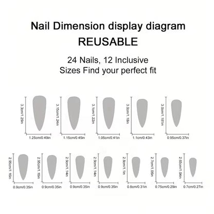 Long Stiletto Teardrop Press-ons 20 - 24 pieces