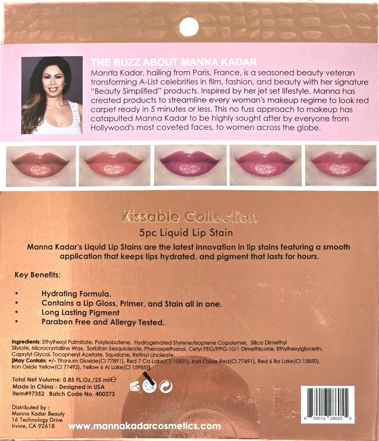 Manna Kadar Kissable Collection 5pc Liquid Lip Stain
