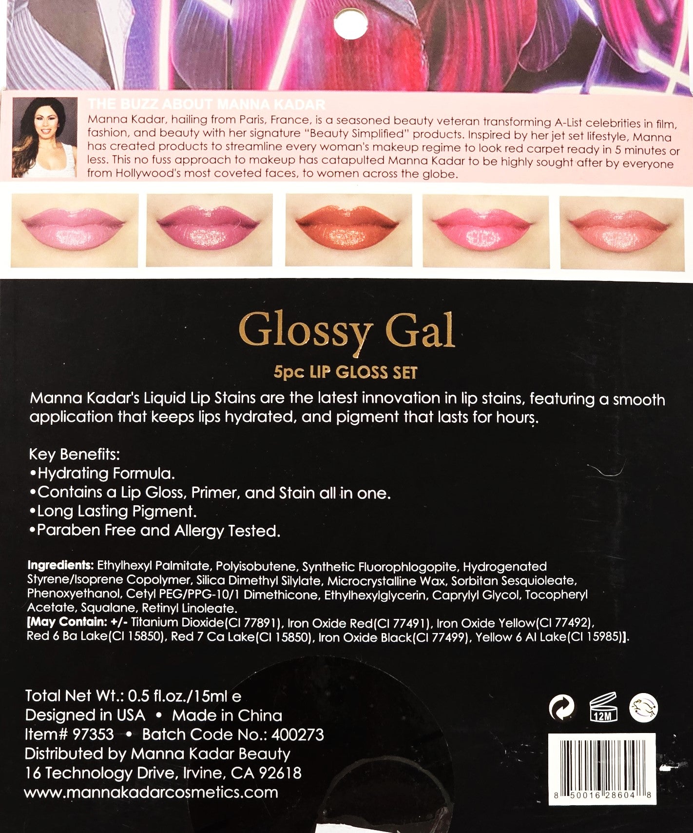 Manna Kadar Glossy Gal 5pc Lip Gloss Set