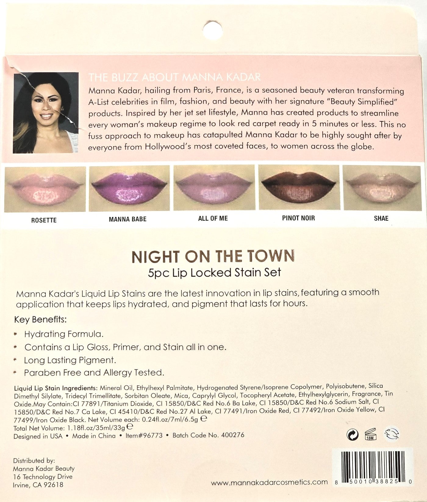 Manna Kadar Night on the Town 5pc Lip Locked Stain Set