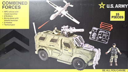US Army Combined Forces Play Set, 14 Pieces, Working Missile Launchers