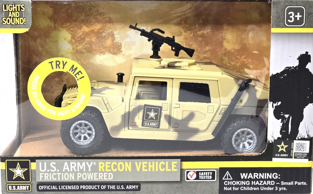 U.S. Army Recon Vehicle, Army Battle Truck, with Light &amp; Sound Friction Powered