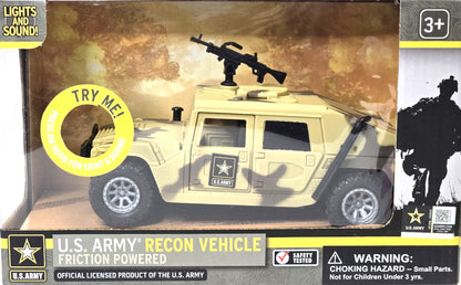U.S. Army Recon Vehicle, Army Battle Truck, with Light &amp; Sound Friction Powered