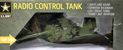 US ARMY Radio Control Tank with Lights and Sounds, Forward/Back, Left/Right 6+