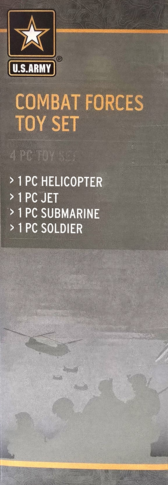 US Army Combat Forces Toy Set with Helicopter, Jet, Submarine and Soldier 5+