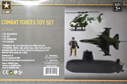 US Army Combat Forces Toy Set with Helicopter, Jet, Submarine and Soldier 5+