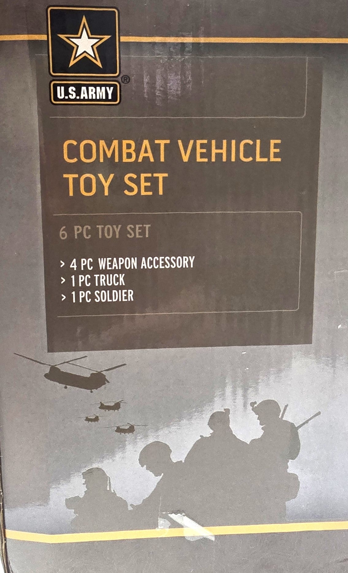 US Army Combat Vehicle with 4 Pc Weapon Accessory Toy Set 5+