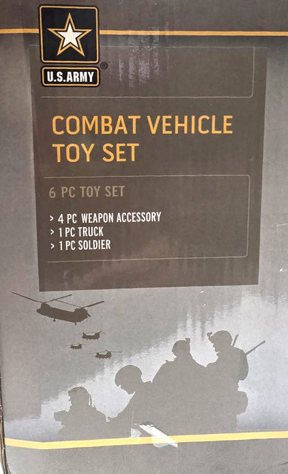 US Army Combat Vehicle with 4 Pc Weapon Accessory Toy Set 5+