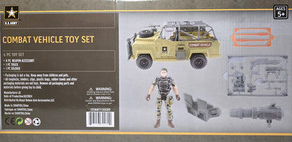 US Army Combat Vehicle with 4 Pc Weapon Accessory Toy Set 5+