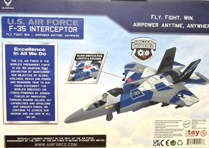 U.S. Air Force Fighter Jet for Kids and Toddlers F-35 Interceptor Toy with Realistic Lights and Sounds