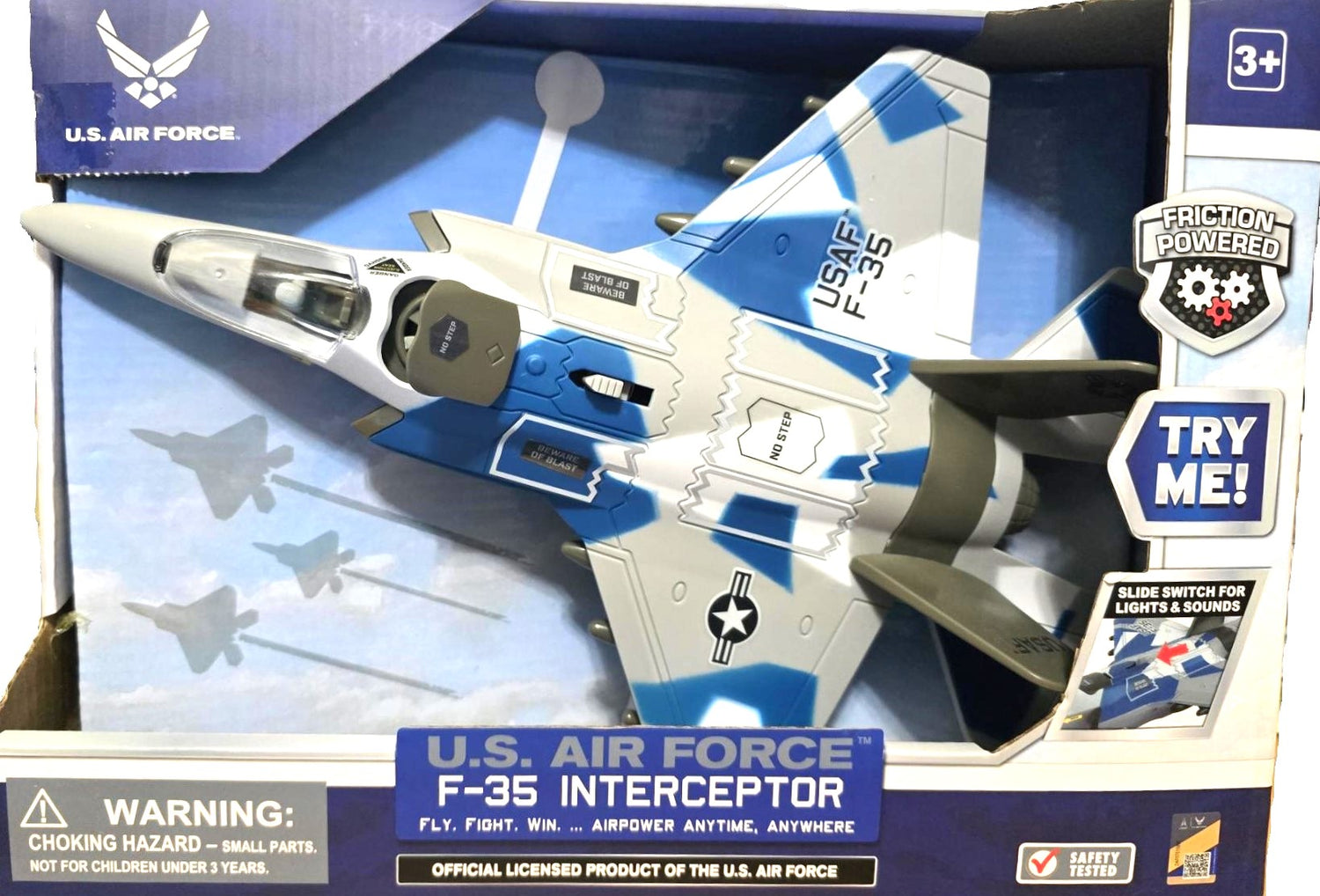 U.S. Air Force Fighter Jet for Kids and Toddlers F-35 Interceptor Toy with Realistic Lights and Sounds