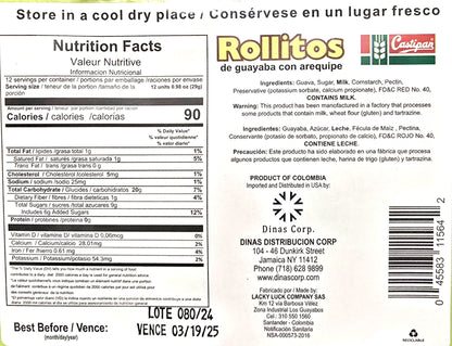 Rollitos de Guayaba Con Arequipe 340 gr. / 12 oz. - 2 Pack