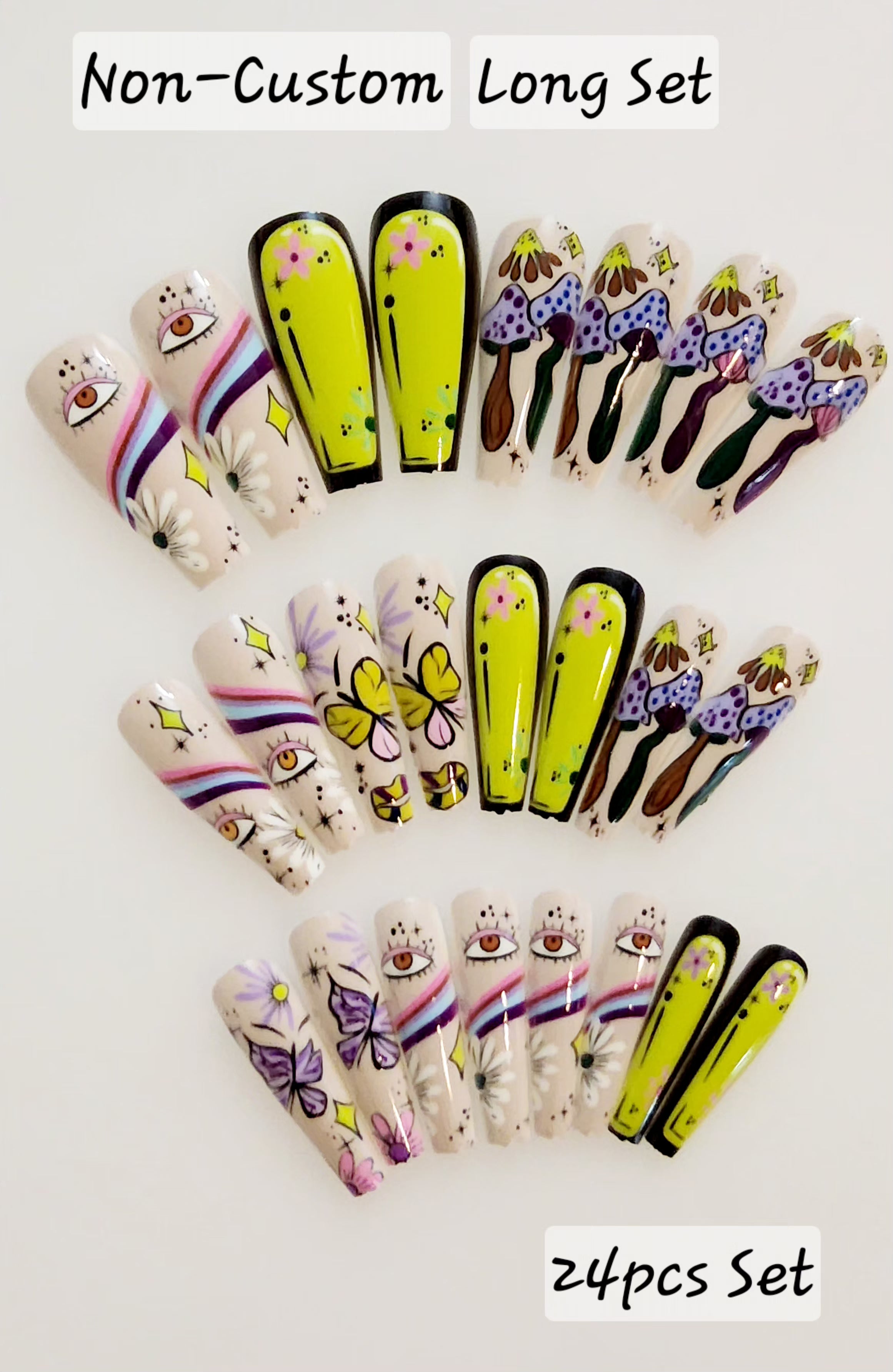 Non-Custom Colorful Press-ons 22-24 pcs