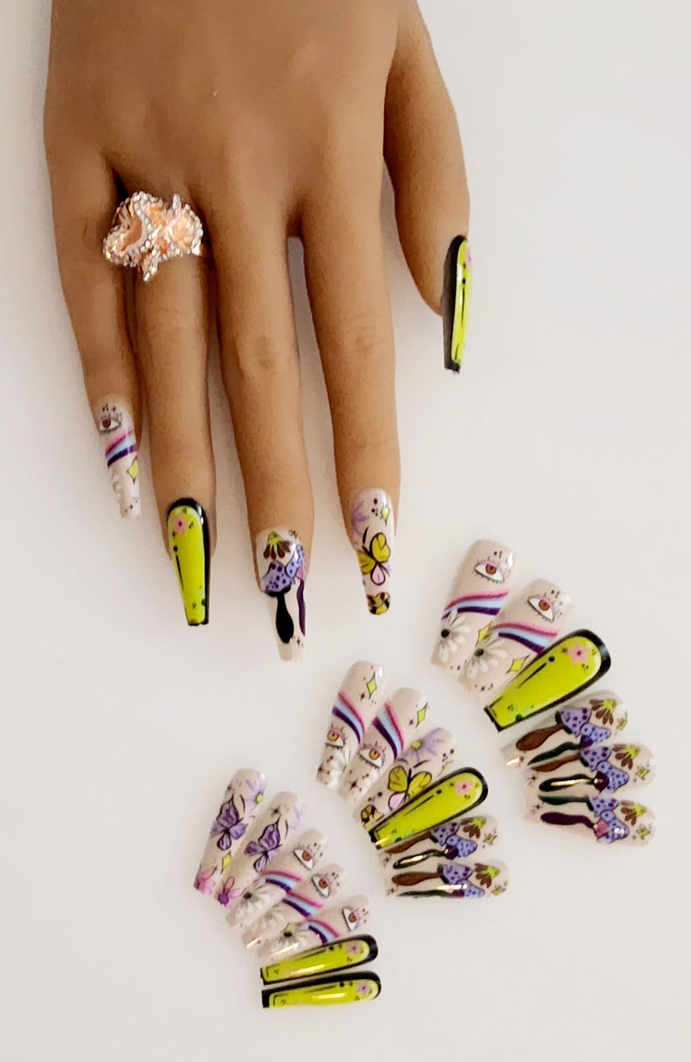 Non-Custom Colorful Press-ons 22-24 pcs