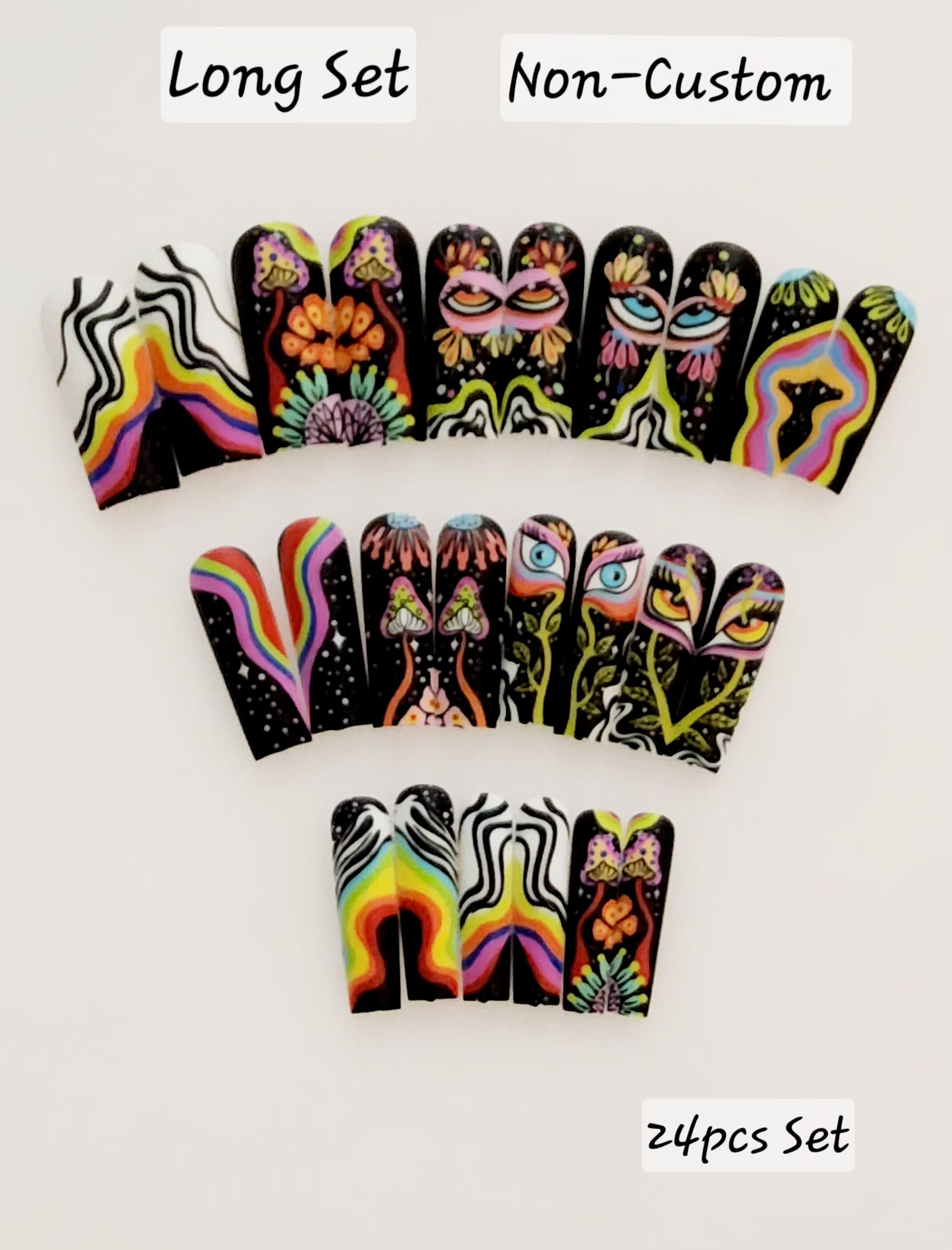 Non-Custom Colorful Press-ons 22-24 pcs