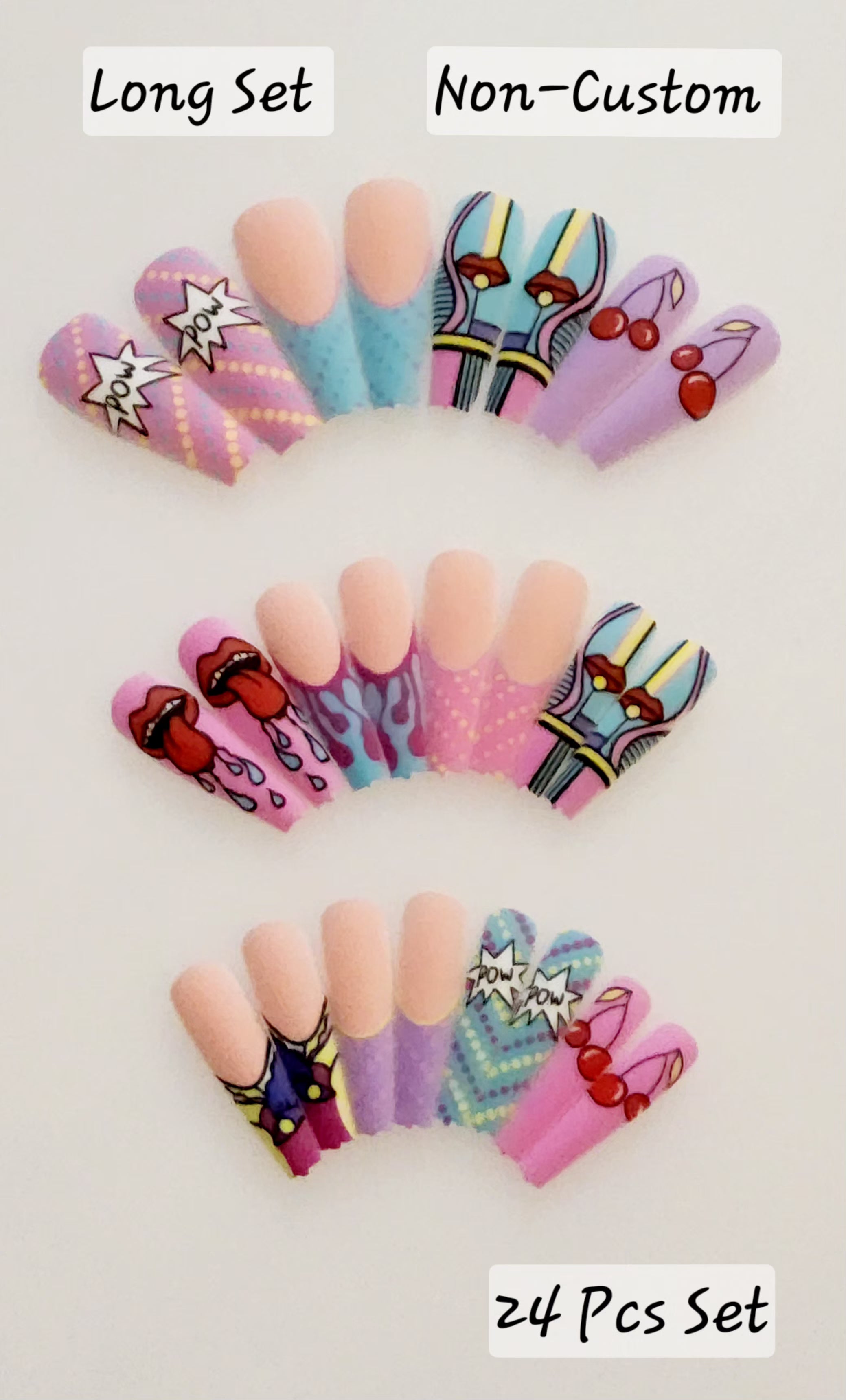 Non-Custom Colorful Press-ons 22-24 pcs