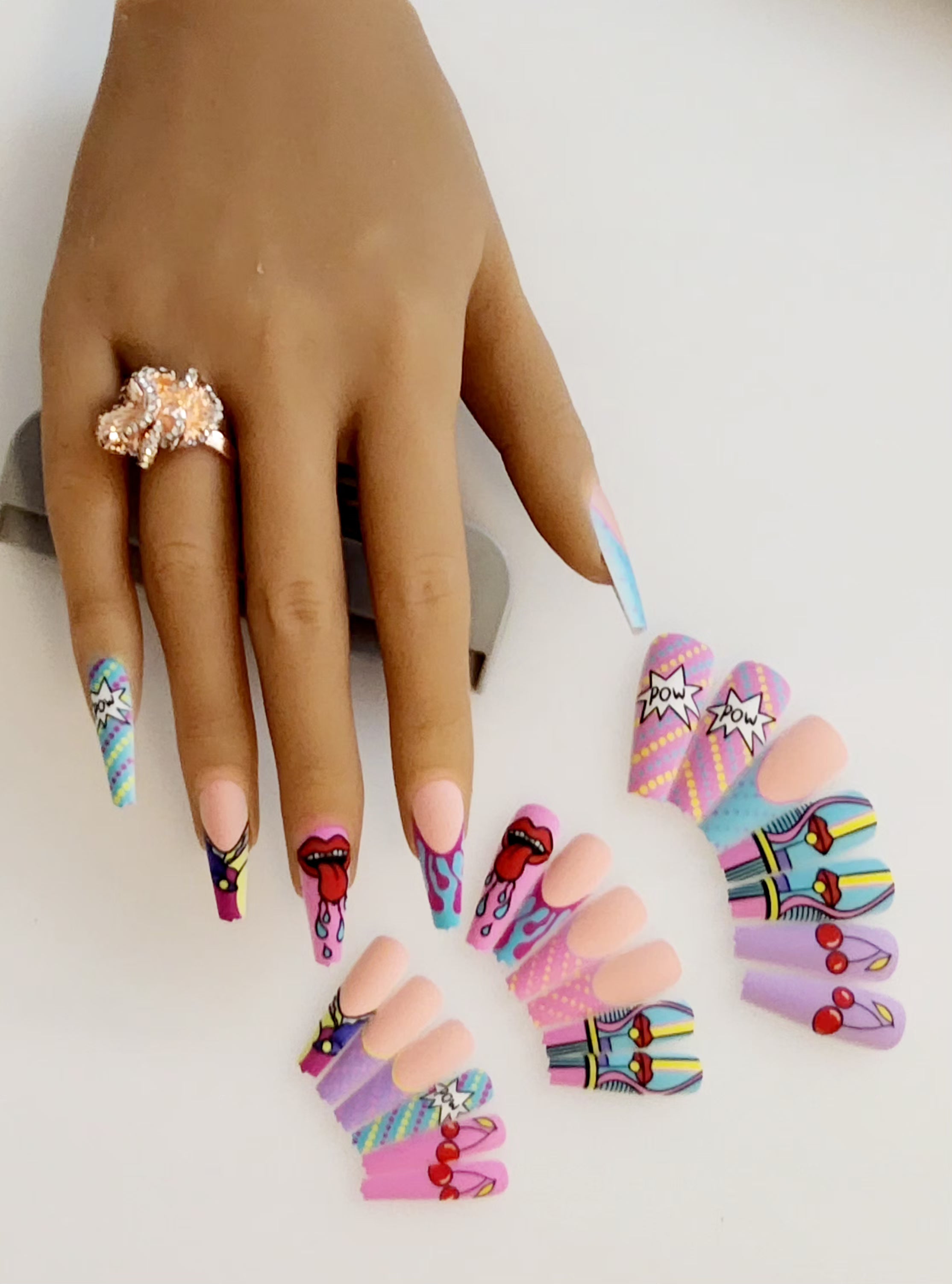 Non-Custom Colorful Press-ons 22-24 pcs