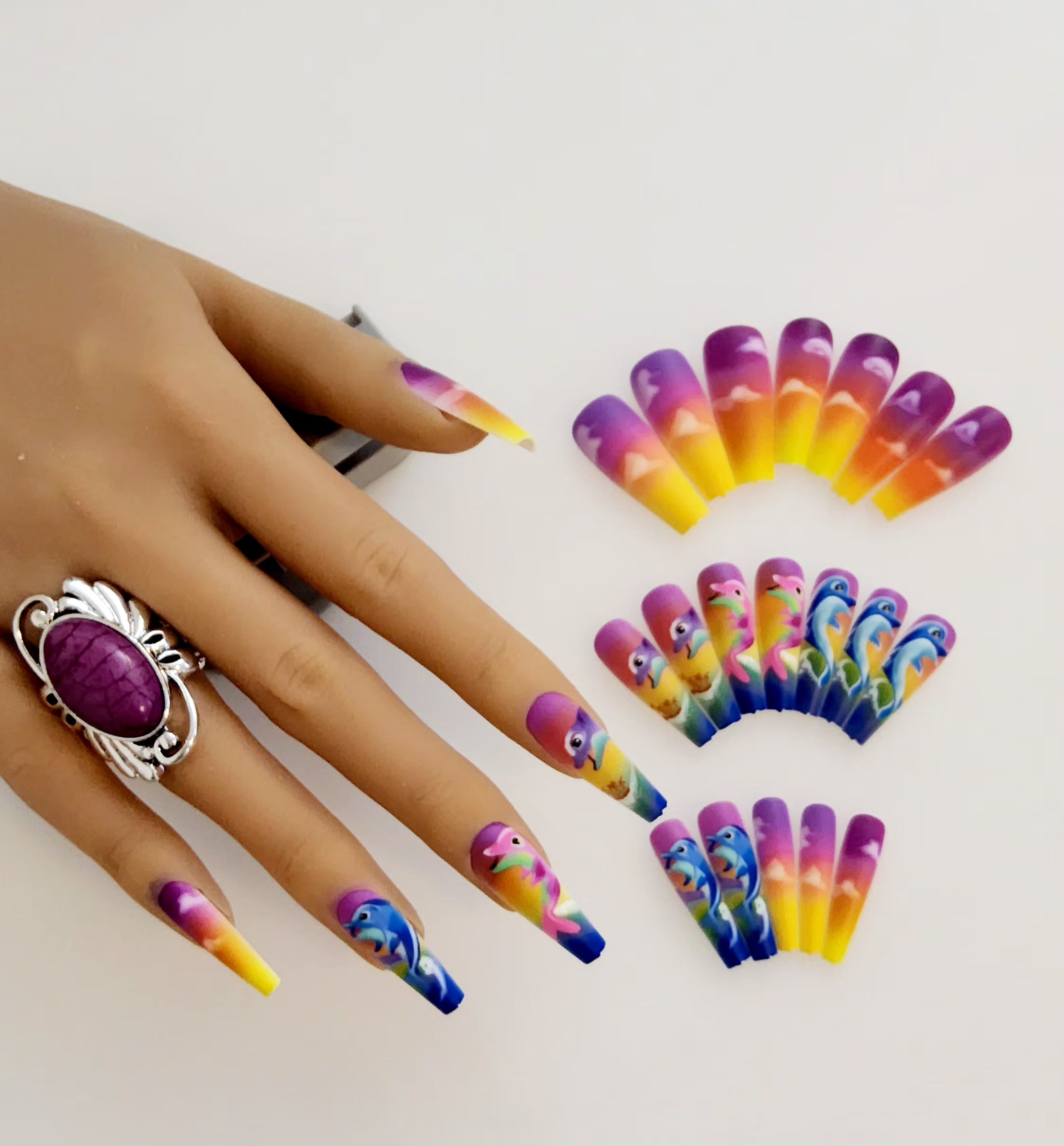 Non-Custom Colorful Press-ons 22-24 pcs